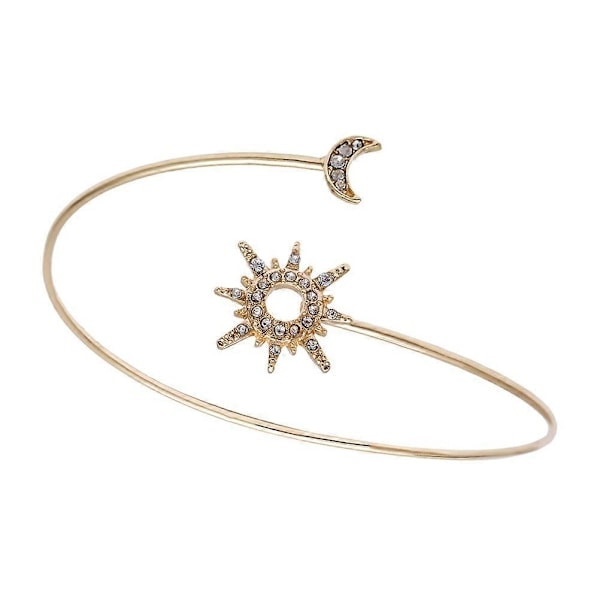 RYI) Geometriskt Armband Zirkon Armband Justerbart Handprydnad Diamantsmycken Sol och Månformad Accessoar för Dekoration Gyllene