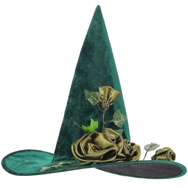 Blomsterdekor Hexehatt Cosplay Hexehatt Halloween Hexehatt Hexe Cosplayhatt Halloween Hexetilbehør Grønn 44X44X37CM Green 44X44X37CM