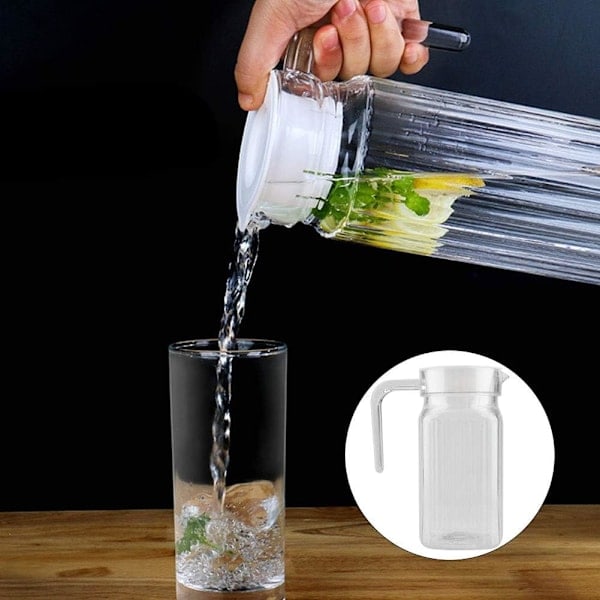/Ryi/ Mælk Vand Plastikkande med Låg til Køleskab, Ribbet Drikkekande Akryl Transparent Juiceflaske Stribet til Bar Hjem (Størrelse: 500ml)