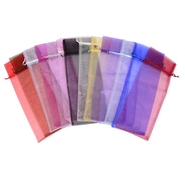 10 st Transparenta Organza Vinflaskor Påsar Påsar Bröllop Semester Fest Champagne Flaska Skydd G 15X38cm