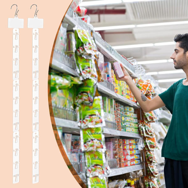 20 Pak Station Hængende Strimler Plastik Display Vare Strip med Clips Kroge til Detail Display med Etiket Header (Hvid)