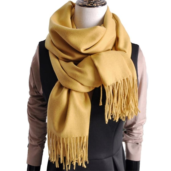 Dam Scarf, Pläd-Scarf, Dam Cashmere-Känsla Cashmere Sjal, Gult Turmeric