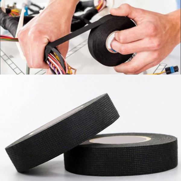 19mm x 15m Svart Scotch Tape 4 Ruller, Svart Isolerende Limtape Bilstofftape, Høytemperatur Bil Limtape