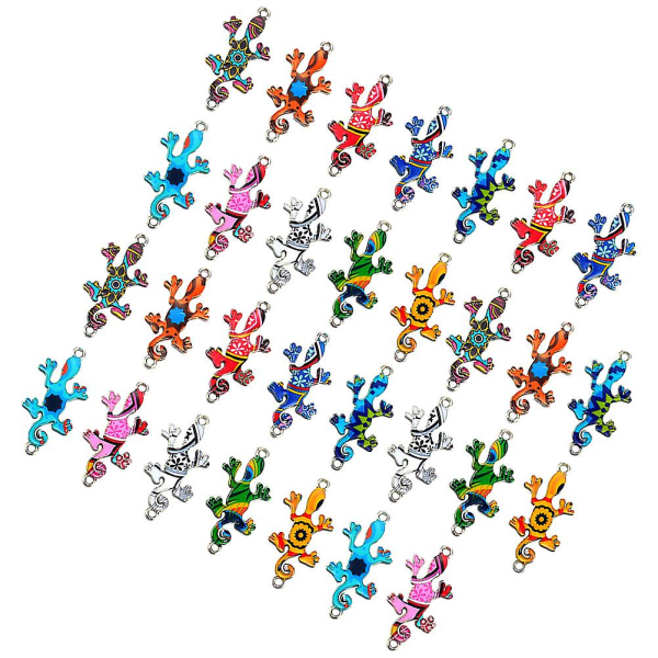30 st Gecko-berlocker Mini-berlocker Djurberlocker För Armband Örhänge Halsband Tillverkning Blandade Färger Assorted Color
