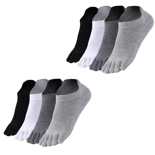 4 par Herrar Femtåiga Korta Strumpor Enkla Split Toe Strumpor Enfärgade Strumpor Blandade Färger 22x10cm Assorted Color 22x10cm