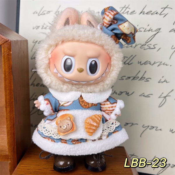 /RYI/Labubu 17cm HängsmyckeBlind Box Hängsmycke Bärbara Dockkläder med Hatt Dekorativt Set Lbb-23