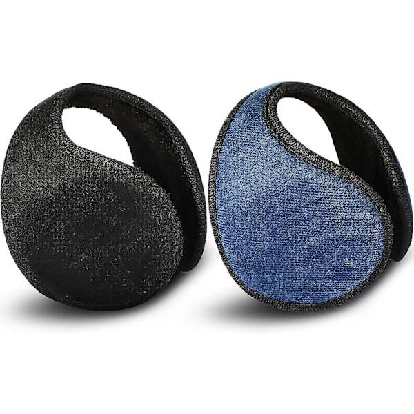 2 Pakkaa Korvanlämmittimiä Fleece-Korvasuojia Talvivarusteet Miehille ja Naisille Musta Tummansininen Black  Navy Blue