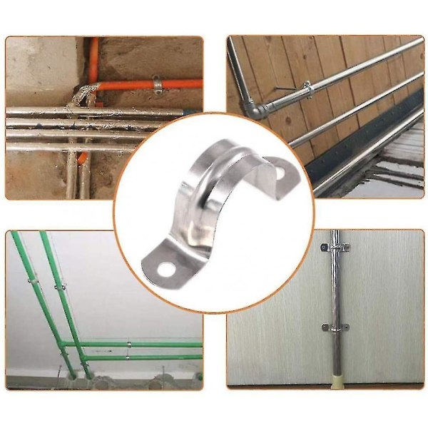 10mm 304 Rustfrit Stål U-formet Rørklemme Forbindelsesring Slangeklemme Clip 20 stk