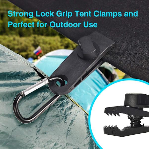 10 Pak Tarp Klips Udendørs Tarp Holder Med Webbing Spændebånd + D-formet Karabinhage Til Tarp, Markiser, Camping, Campingvogn, Bilbetræk