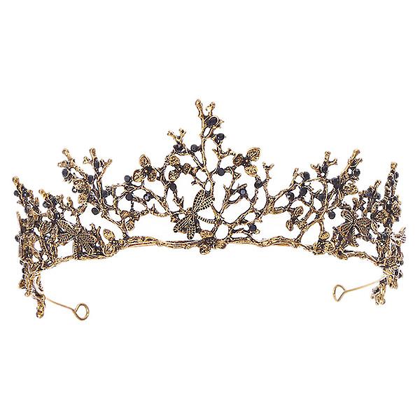 Muodin Helmi Prinsessan Tiara Barokki Strassinen Kristalli Barokki Tiarat Kruunut Pyöreät Kilpailukruunut Golden 14.5X6cm