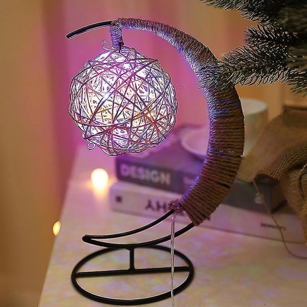 Led Lys Stjerne Æbler Glas Form Dekoration Lys julepynt Kugleformet USBLilla Purple Spherical USB