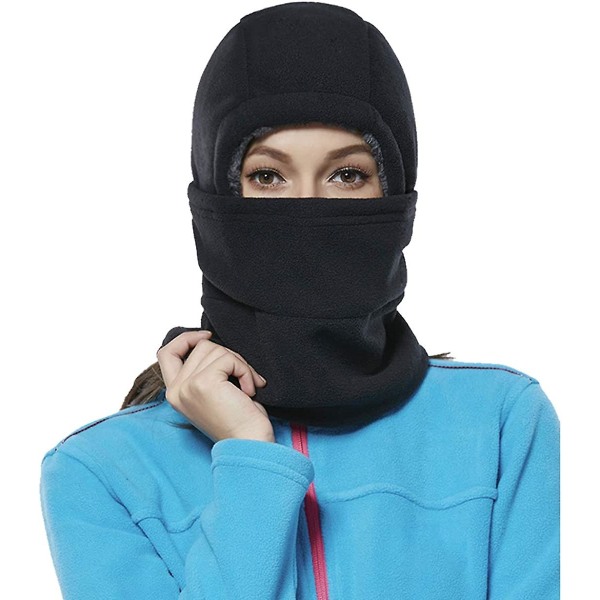 1 st Windskyddande Mask Outdoor Vinter Balaclava Fleece Huva Skidmask För Kvinnor Barn, Termisk Ansiktsöverdrag Hatt Mössa Halsduk För Kallt Väder, Svart