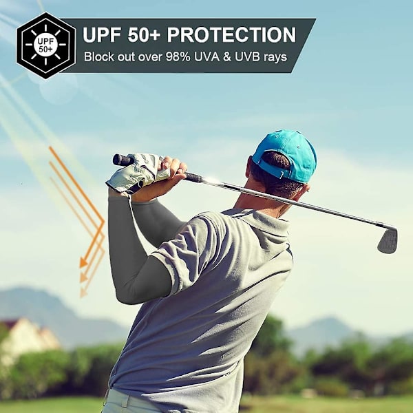 2 Par Solbeskyttende Kølende Armsleeves til Mænd og Kvinder, UPF 50 Armdække - Mørkegrå Deep grey