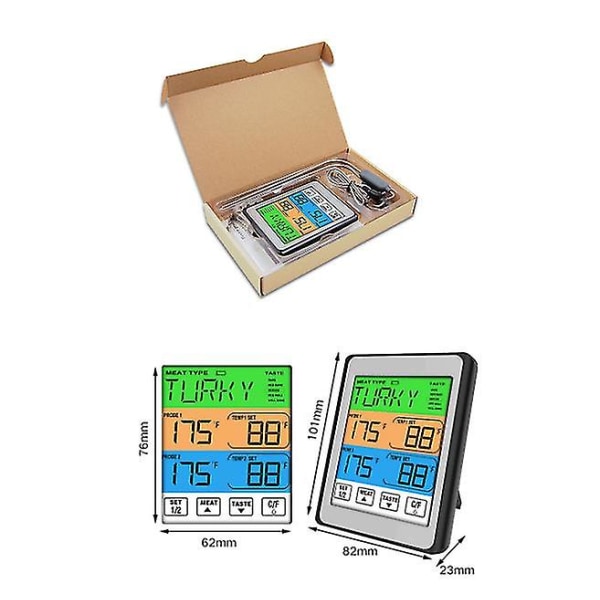 Intelligent dobbeltprobe alarm grill kødtermometer elektronisk køkken sukkertermometer