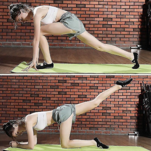 Skridsikre Yoga Sokker Pilates Sokker Gulv Terry Tykke Bomulds Kryds Dans Bevægelse Sort Black