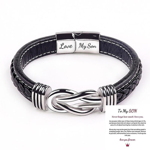 To My Son To My Grandson Bracelet,love You Forever Braided Leather Bracelet Men's Braided Leather Knot BraceletLove My Sonto my son