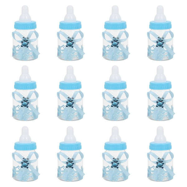 12 stk. Søde Fyldbare Flasker Plastik Sød Candy Boxes Smukke Chokoladeæsker Blå 8,5x4cm Blue 8.5x4cm