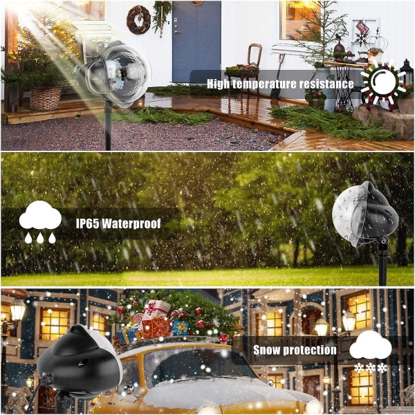 Juleprojektionslampe, LED Sneprojektor Med Fjernbetjening Juleprojektor IP65 Udendørs Julelys Dekorativ Projektion Til Have B