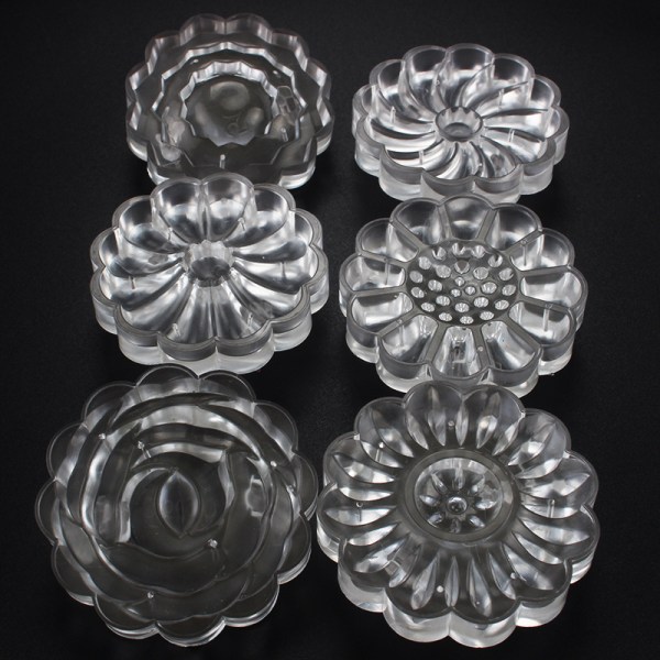 Kakaform, 6 Stilar 3D Handtryck Blomformad Transparent Marsipan Månkaka Månkaka Form Kakdekorationsverktyg