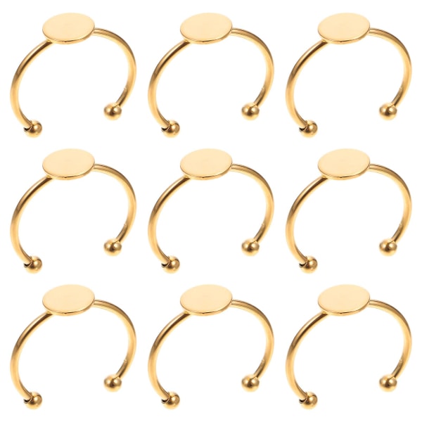 10 st Ringbaser i rostfritt stål Fingerringar Bottenbrickor Robusta ringinställningar Gyllene 2,3X2,3X1CM Golden 2.3X2.3X1CM