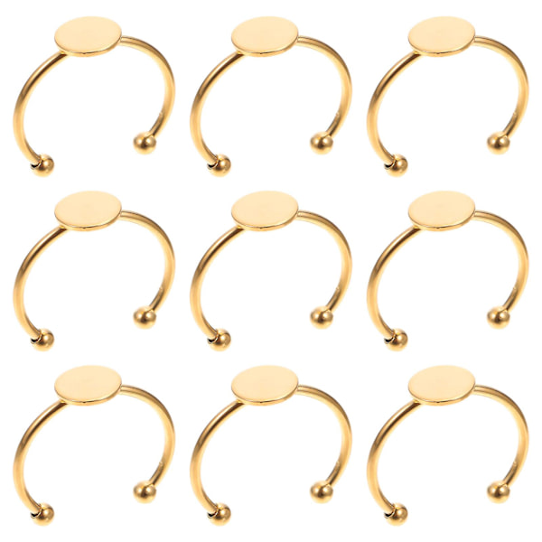 10 st Rostfritt Stål Ringbaser Fingerringar Bottenbrickor Stabila Ringinställningar Guld 2,3X2,3X1CM Golden 2.3X2.3X1CM