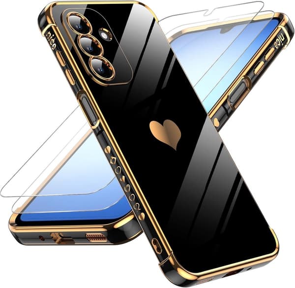 Samsung Galaxy A16 4G/5G Cover, Letvægts Blød TPU, Stød- og Ridsefast, Hjerte Design Til Hverdagsbrug, Sort