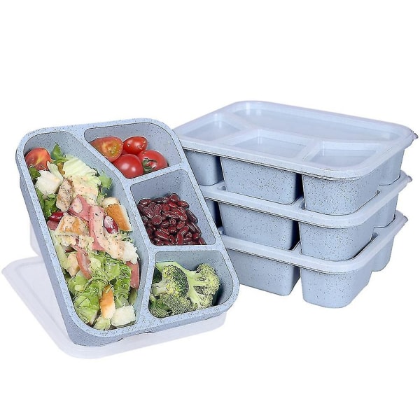 4 förpackningar Bpa-fria måltidsförberedande plastlunchbehållare med 4 fack, återanvändbar Bento-låda som är kompatibel med barn