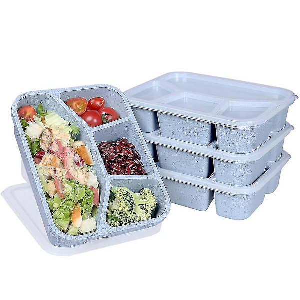 4-pack BPA-fri matlådor i plast med 4 fack, återanvändbara bentoboxar kompatibla med barn
