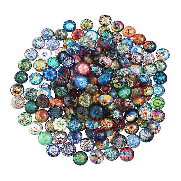 50 st Runda glaslappar Smycken Hantverk Ädelstensplåster Gör-det-själv-nyckelring Material Assorterad färg1,8 cm Assorted Color 1.8CM
