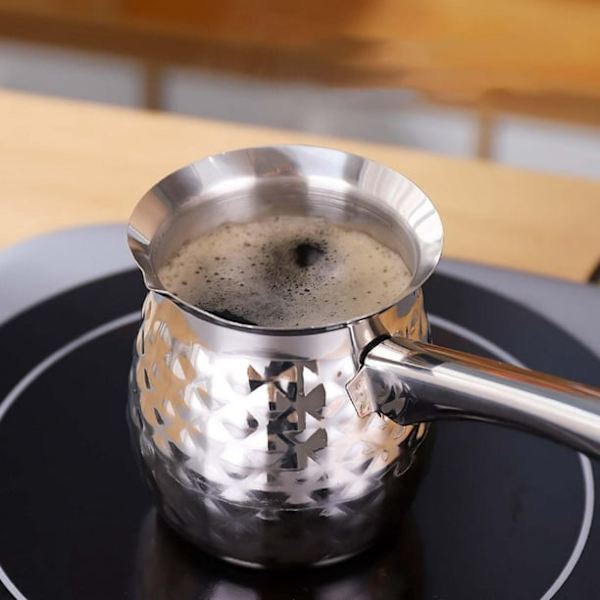 1x Turkkilainen Kahvinkeitin Kreikkalainen Kahvipannu Lahjaksi - 600ML/Hopea