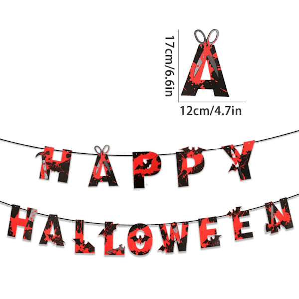 2 Sæt Blodtrækningsflag Glad Halloween Banner Udendørs Halloween Dekorationer Banner Gyser Halloween Banner