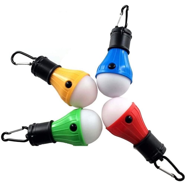 LED-teltlys, 4-pakning, bærbart campinglys, teltlampe, pære, for orkan, nødsituasjoner, backpacking, fotturer, utendørs og innendørs, batteridrevet