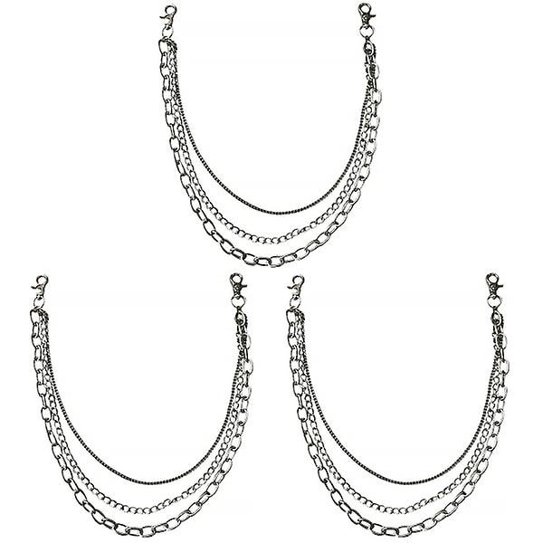 3 kpl Monikerroksinen Seoskoristeketju Trendikäs Housuketju (hopea) 3 kpl 71 cm 3 pcs 71cm