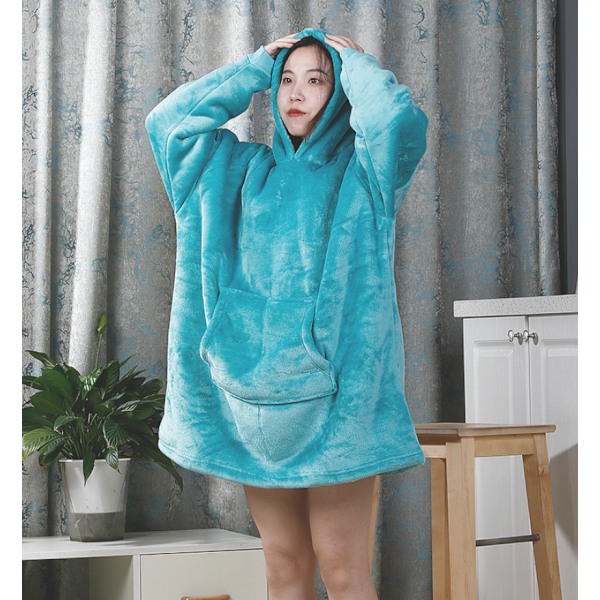 Unisex Fleece Oversized Hoodie Ultra Mjuk Huvad Filt Super Mjuk och Varm för Kvinnor Män 80*120cm (Grön)