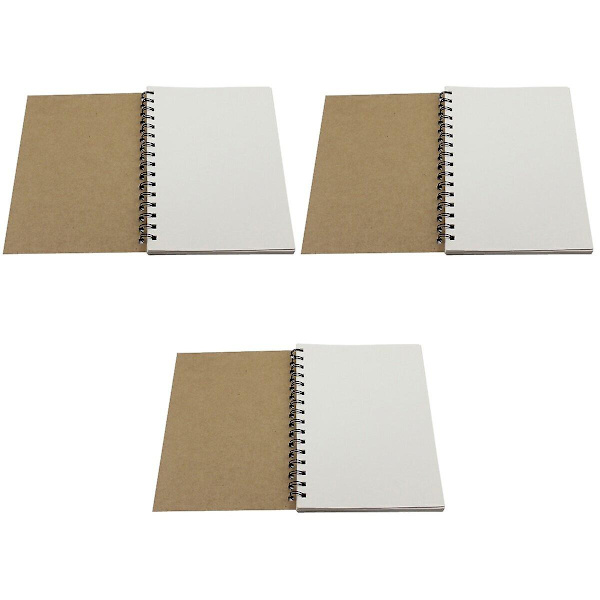 6 st Spiralbunden Skissbok Inre Blankt Vit Papper För Måleri Ritning Skrivning 50-blad 6 st 6 pcs 2pcs