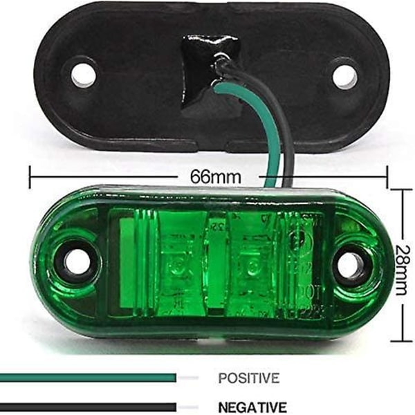8 st Led Sidomarkörlampor Grön Belysning, Sidomarkörlampor Led Sidomarkörlampor, 12v/24v Universal Frigångslampor För Bil Lastbil Van Trail