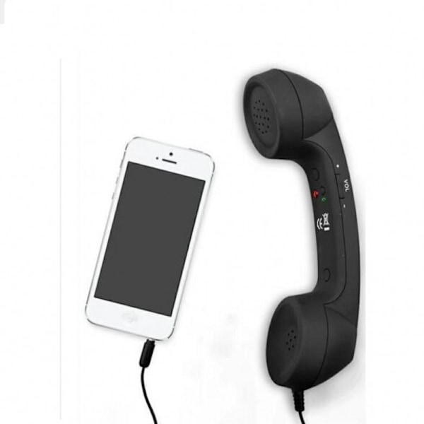 3,5 mm Telefon Håndsæt Mobil Modtager Mic Mikrofon Højttaler til Mobiltelefon Smartphone (Sort)