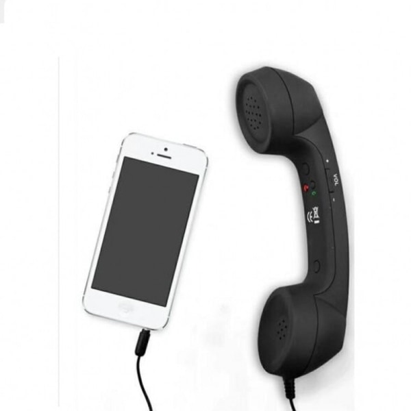 3.5mm Telephone Handset Cell Receiver Mic Microphone Speaker for  Mobile Cellphone Smartphone (Black)