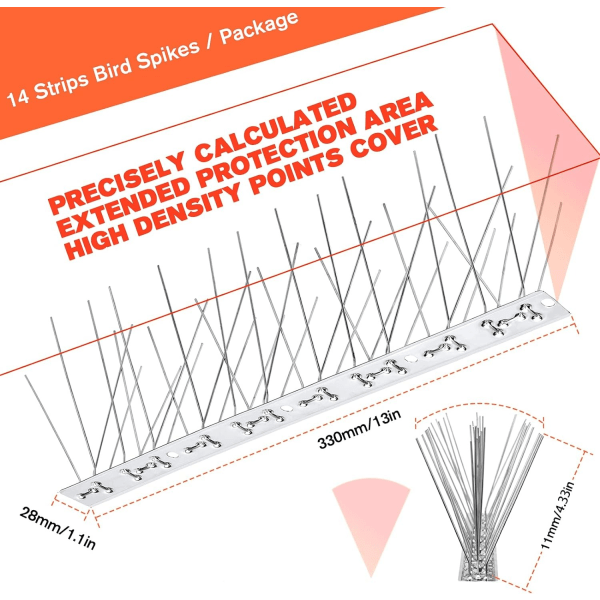 Passer for små fugler duer, 25CM (15 sett med 30 torner)/14 anti-fugl gjerdetorn, anti-reir anti-fugl shedding torner avvisende