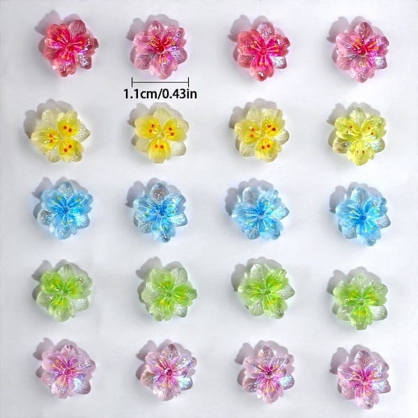 50 st 3D Blommor för Naglar Smycken Is Genomskinliga Blommor Nagel Smycken Blommor Nagelkonst Smycken Självlysande Blommor Smycken _RY