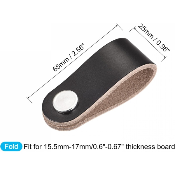 6 st Leather Möbelhandtag, 5,5 tum Läder Låda Drag Modern Stil Låda Knopp Drag Läder Handtag för Byrå Lådor (Svart)