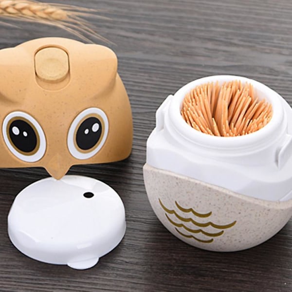 Dispenser Cocktail Sticks Cute Owl Toothpick Holder Automatic Toothpick Holder Creative Toothpick Box For Dining Table Hotel Home Party Kitchen(1 Pc,