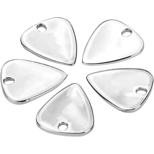 Silver - 5 högkvalitativa metallgitarr plektrum tillbehör för akustisk, bas eller elgitarr.