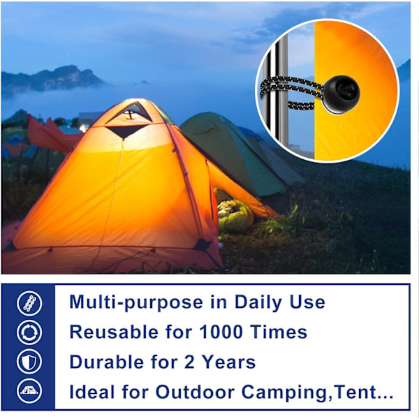 Snören 6 tum 50 st Tarp Boll Bungee Heavy Duty Canopy Fästband för Tältdukar, Camping, Skydd, Last, Hålla Trådar, Tältstänger med U