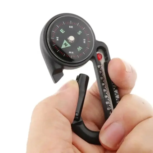 Ball Compass and Carabiner Thermometer - Hiking, Backpacking and Camping Accessories - Clip for Packing, Parka or Jacket