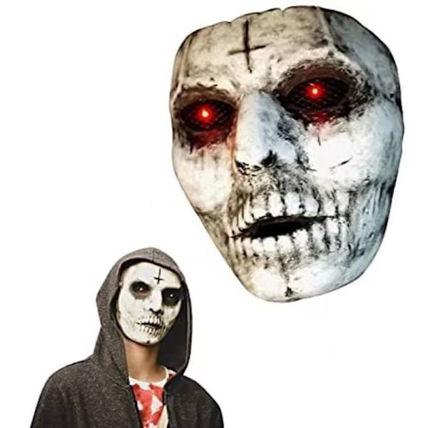 Demon Killer Maske Horror Zombie Glødende Røde Øjne Hovedbeklædning Latex Maske Gyser Maske Halloween Karneval Fest Uhyggelige Rekvisitter