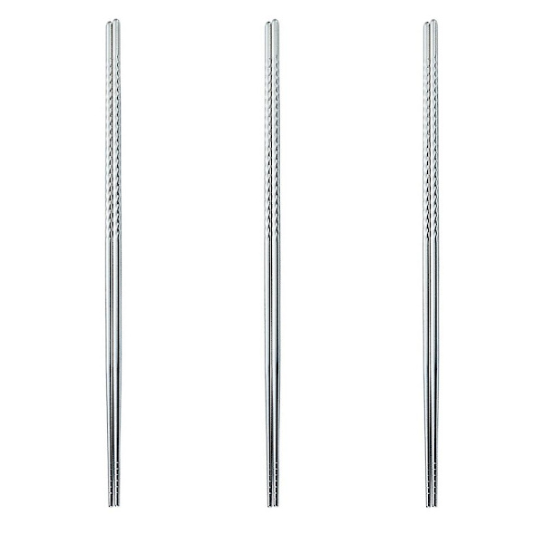 3 Par Serveringsbestik i Rustfrit Stål, Hot Pot Spisepinde, Koreanske Spisepinde, Varmebestandig Flatware Silver 39X0.65X0.65CM