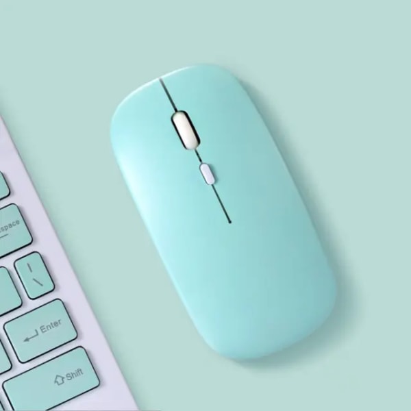 BlueBose trådløs Bluetooth oppladbar mus, 3-hastighets DPI-justering, stille klikk, kompatibel med alle bærbare datamaskiner (cyan)