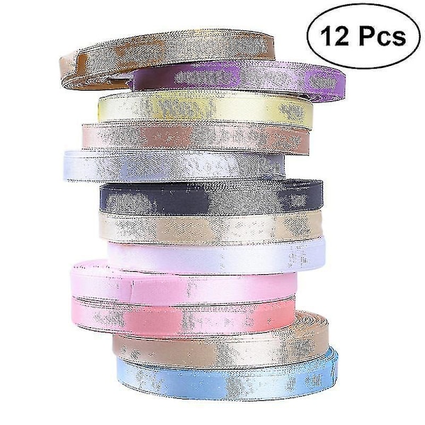 12 st 25 Yards Satinband Sidenband Båge för Dekoration Presentförpackning