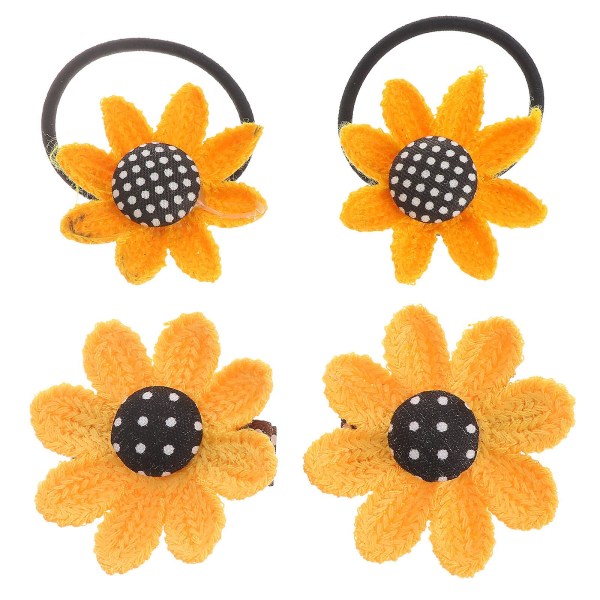 4 Pcs Cute Hair Clips Women Sunflower Hairpin Hair Clamp Sunflower Headband Scrunchy Baby Sunflowe Hair ClipsM